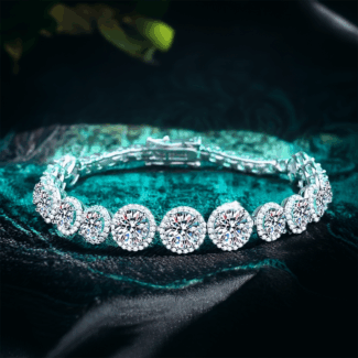 Bransoletka Halo Elegance z moissanitami szlif okrągły – Round