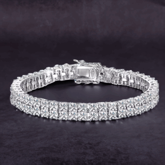 Bransoletka Double Row Tennis z moissanitami szlif okrągły – Round