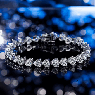 Bransoletka Wave z moissanitami szlif okrągły – Round