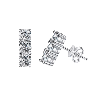 Kolczyki Trzy Klejnoty z moissanitami – Round srebro 925