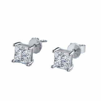 Kolczyki Krystaliczny Blask z moissanitami – Princess Cut srebro 925